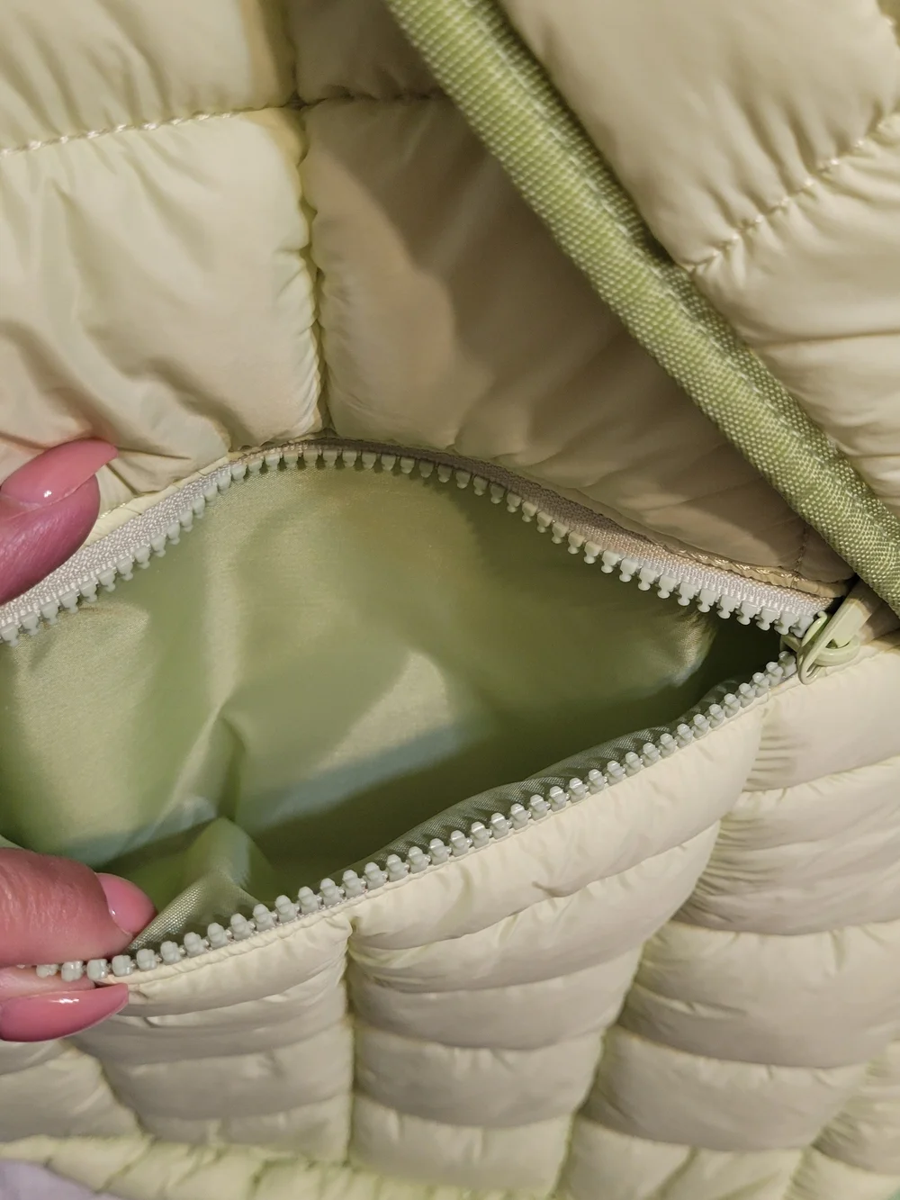 Simply Southern Light Green Quilted Sling Backpack